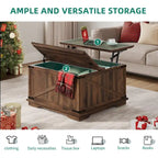 Table basse carrée à plateau relevable Moasis Farmhouse avec rangement
