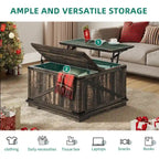 Table basse carrée à plateau relevable Moasis Farmhouse avec rangement