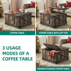Table basse carrée à plateau relevable Moasis Farmhouse avec rangement