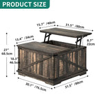 Table basse carrée à plateau relevable Moasis Farmhouse avec rangement