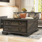 Table basse carrée à plateau relevable Moasis Farmhouse avec rangement