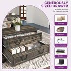 Table basse carrée à plateau relevable Moasis Farmhouse avec rangement