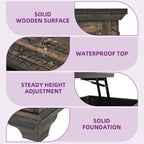 Table basse carrée à plateau relevable Moasis Farmhouse avec rangement