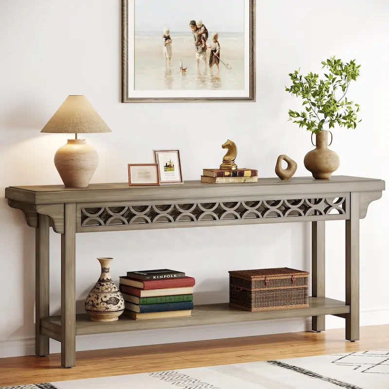 Console longue en bois massif de 180 cm de style ferme