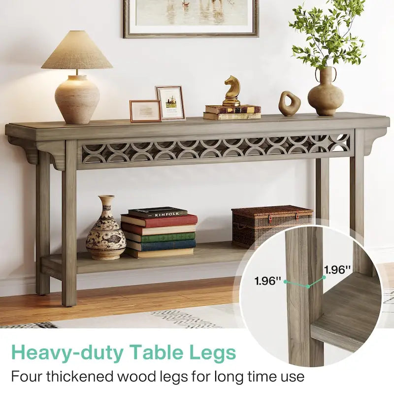 Console longue en bois massif de 180 cm de style ferme