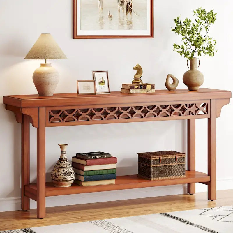 Console longue en bois massif de 180 cm de style ferme