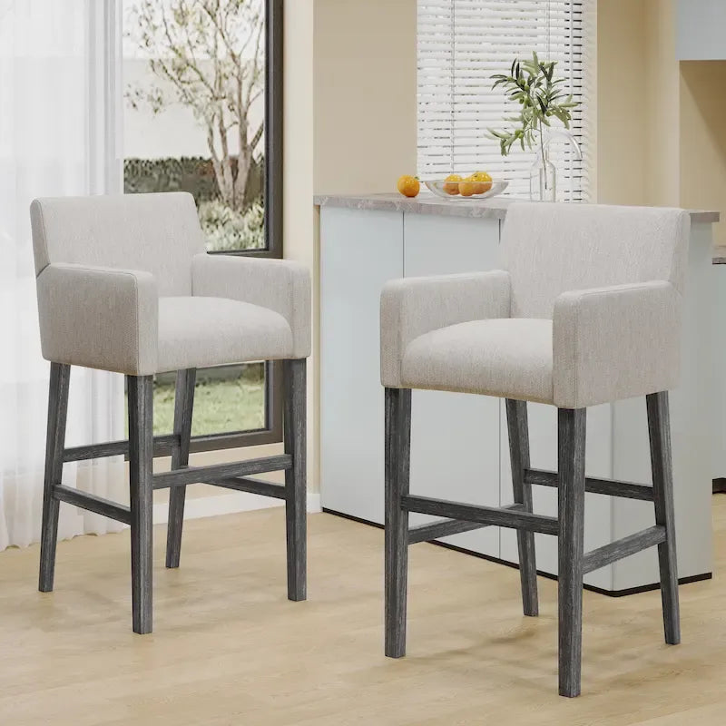 Armga Fabric and Rubberwood 30.5 inch Barstools (Set of 2) by Christopher Knight Home