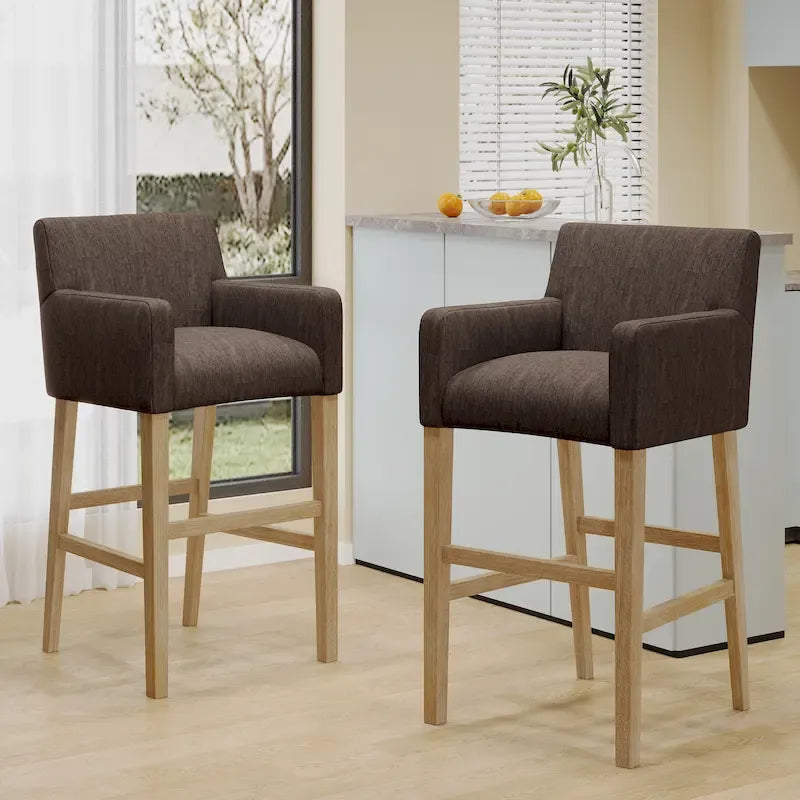 Armga Fabric and Rubberwood 30.5 inch Barstools (Set of 2) by Christopher Knight Home
