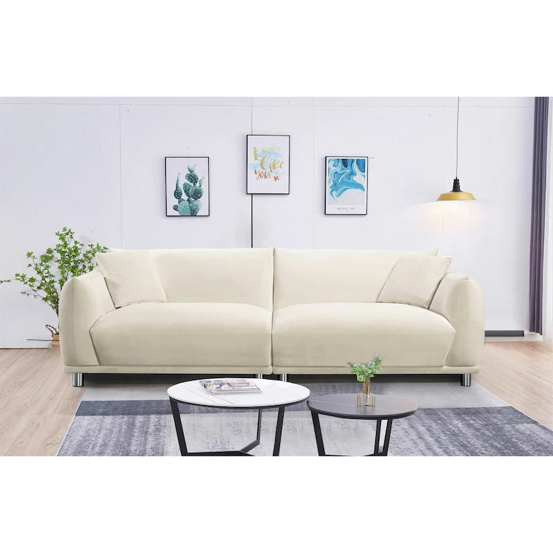US Pride Furniture 88.2W Metal Legs Velvet Sofa