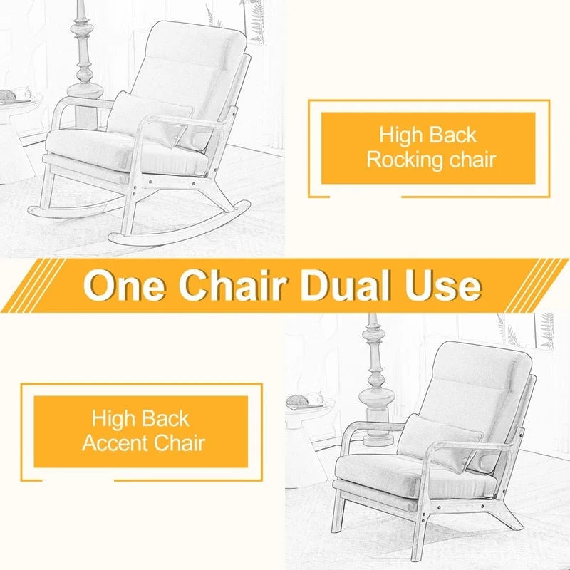 Fauteuil à bascule/fauteuil d'appoint rembourré double usage à dossier haut 39,37 W