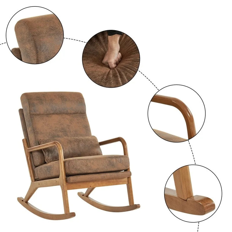 Fauteuil à bascule/fauteuil d'appoint rembourré double usage à dossier haut 39,37 W