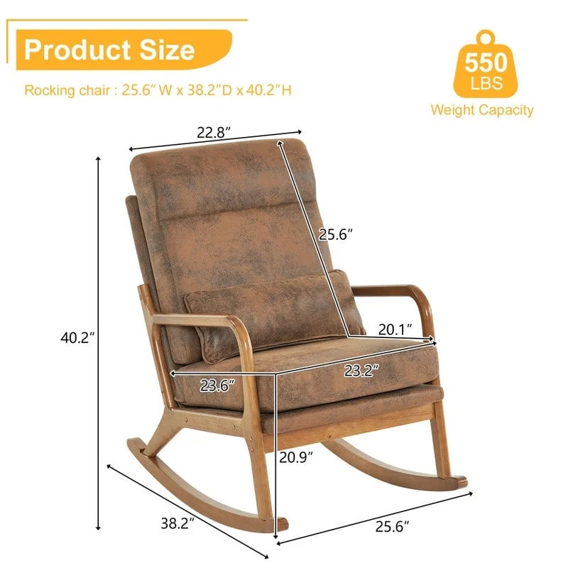 Fauteuil à bascule/fauteuil d'appoint rembourré double usage à dossier haut 39,37 W