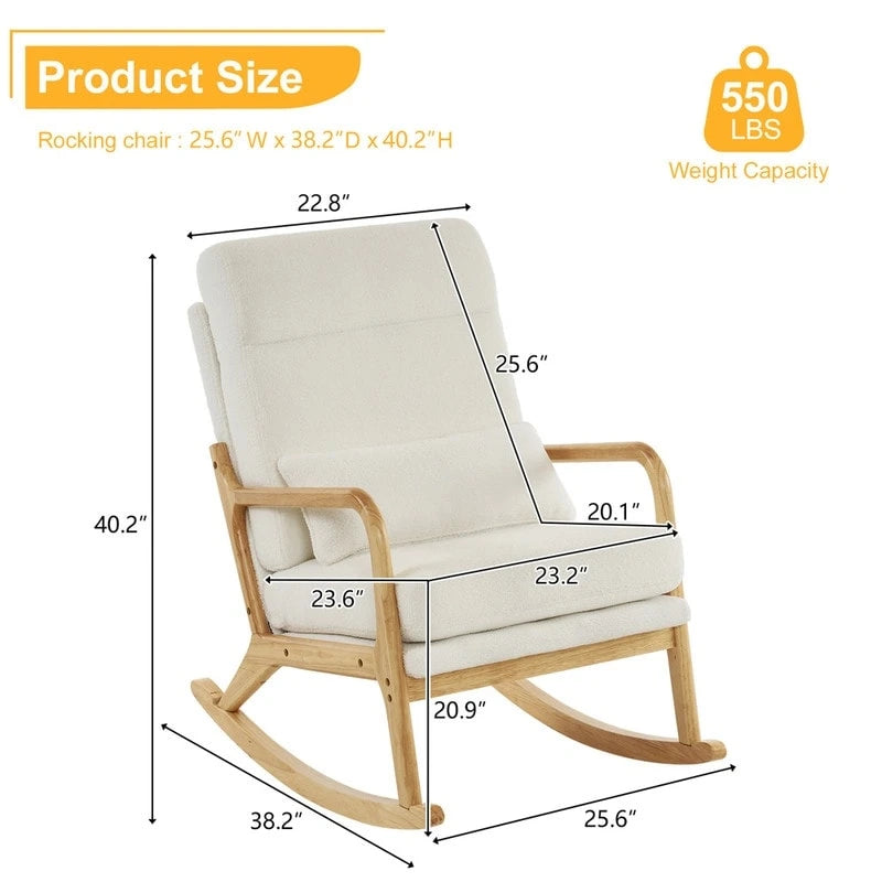 Fauteuil à bascule/fauteuil d'appoint rembourré double usage à dossier haut 39,37 W