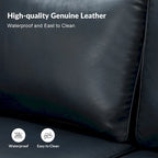 Balvino 81 Wide Transitional Genuine Leather Rolled Arm Sofa with Nailhead Trim and Removable Cushions