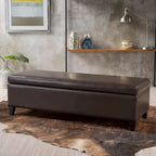 Banc coffre de rangement York en cuir reconstitué par Christopher Knight Home