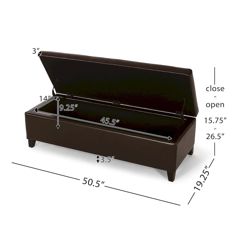 Banc coffre de rangement York en cuir reconstitué par Christopher Knight Home