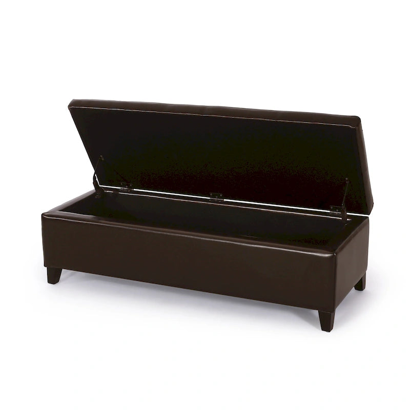 Banc coffre de rangement York en cuir reconstitué par Christopher Knight Home