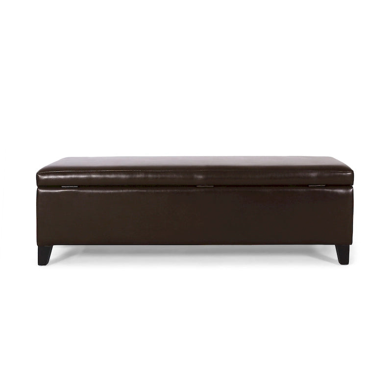 Banc coffre de rangement York en cuir reconstitué par Christopher Knight Home