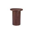 Round Wood End Table Fluted Pedestal Side Table