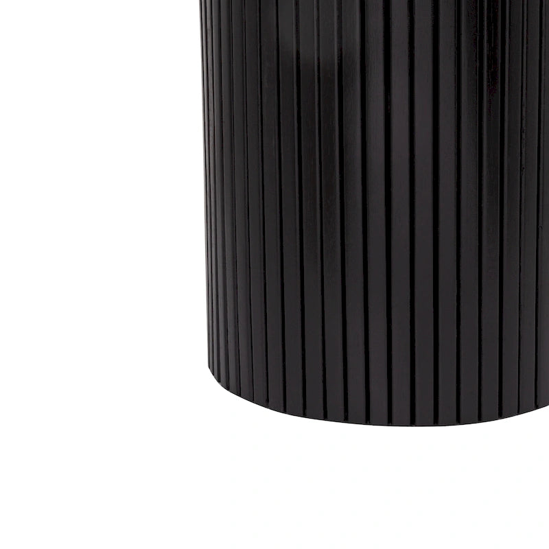 Round Wood End Table Fluted Pedestal Side Table