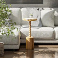 COZAYH Petite table d'appoint sur pied en bois, table à boisson moderne avec base, table de salon ronde pour petit espace, salon, chambre à coucher