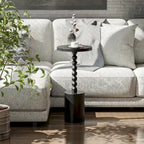 COZAYH Petite table d'appoint sur pied en bois, table à boisson moderne avec base, table de salon ronde pour petit espace, salon, chambre à coucher