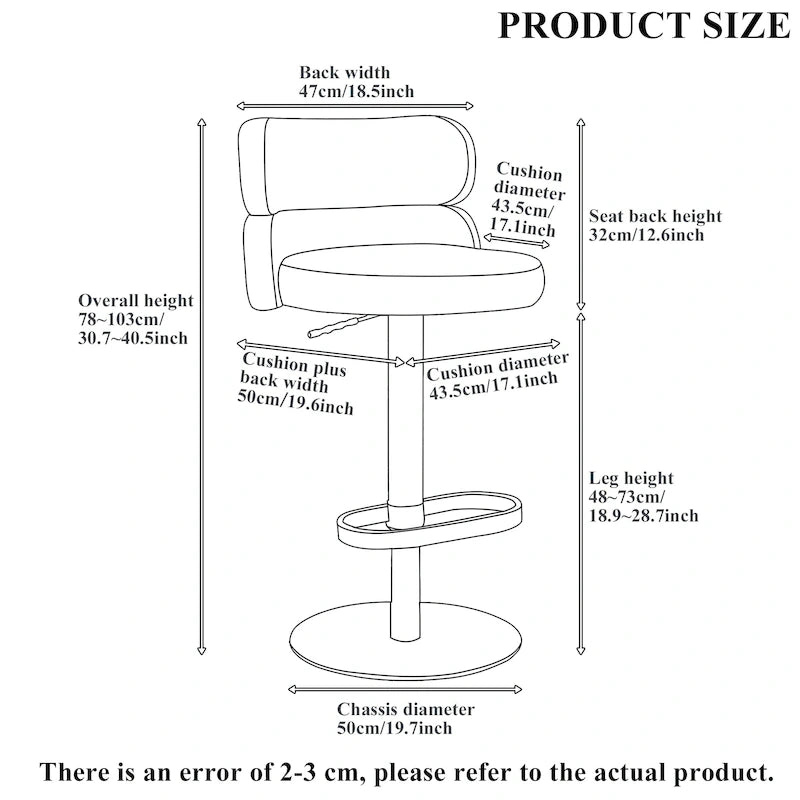 CAROCC Velvet Counter Bar stool with Height Adjustable and Swivel
