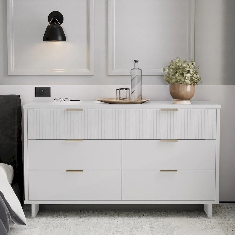 Manhattan Comfort Granville 55.07 Modern Double Wide 6 Drawer Dresser