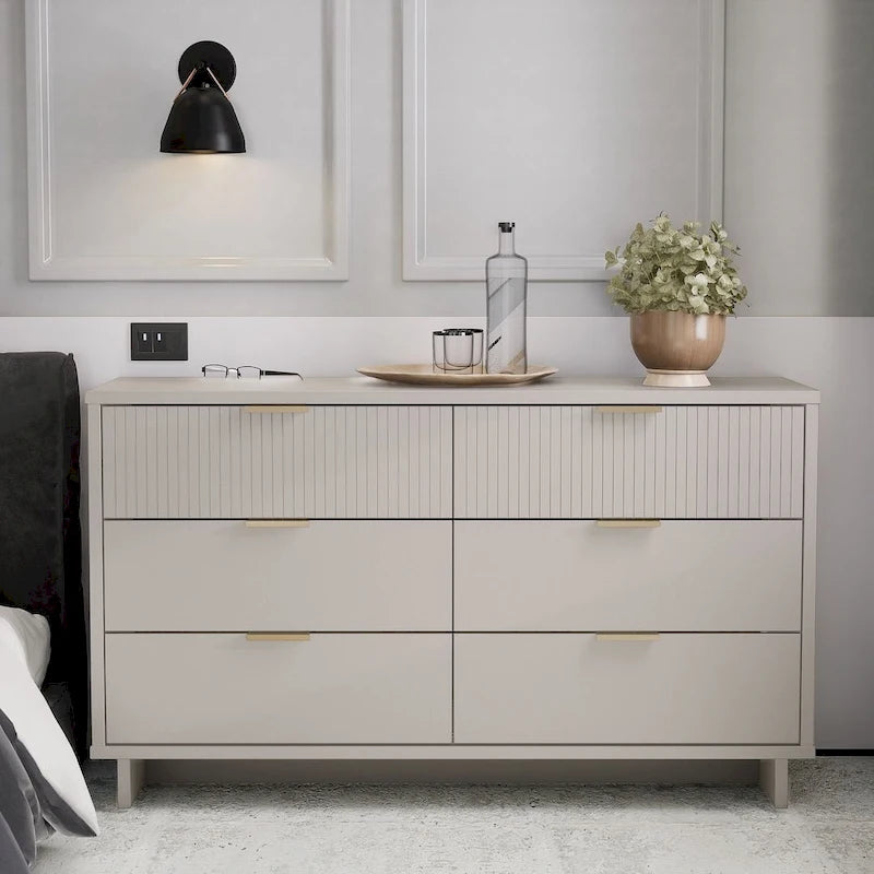 Manhattan Comfort Granville 55.07 Modern Double Wide 6 Drawer Dresser