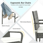 Lot de 2/4 chaises de bar d'extérieur en rotin avec coussins d'assise