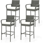Lot de 2/4 chaises de bar d'extérieur en rotin avec coussins d'assise