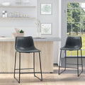 HOMCOM Lot de 2 tabourets de bar à hauteur de comptoir, tabourets de bar vintage en cuir PU avec repose-pieds pour salle à manger, bar à domicile, cuisine