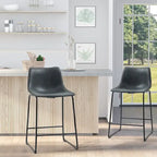 HOMCOM Lot de 2 tabourets de bar à hauteur de comptoir, tabourets de bar vintage en cuir PU avec repose-pieds pour salle à manger, bar à domicile, cuisine