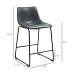 HOMCOM Lot de 2 tabourets de bar à hauteur de comptoir, tabourets de bar vintage en cuir PU avec repose-pieds pour salle à manger, bar à domicile, cuisine