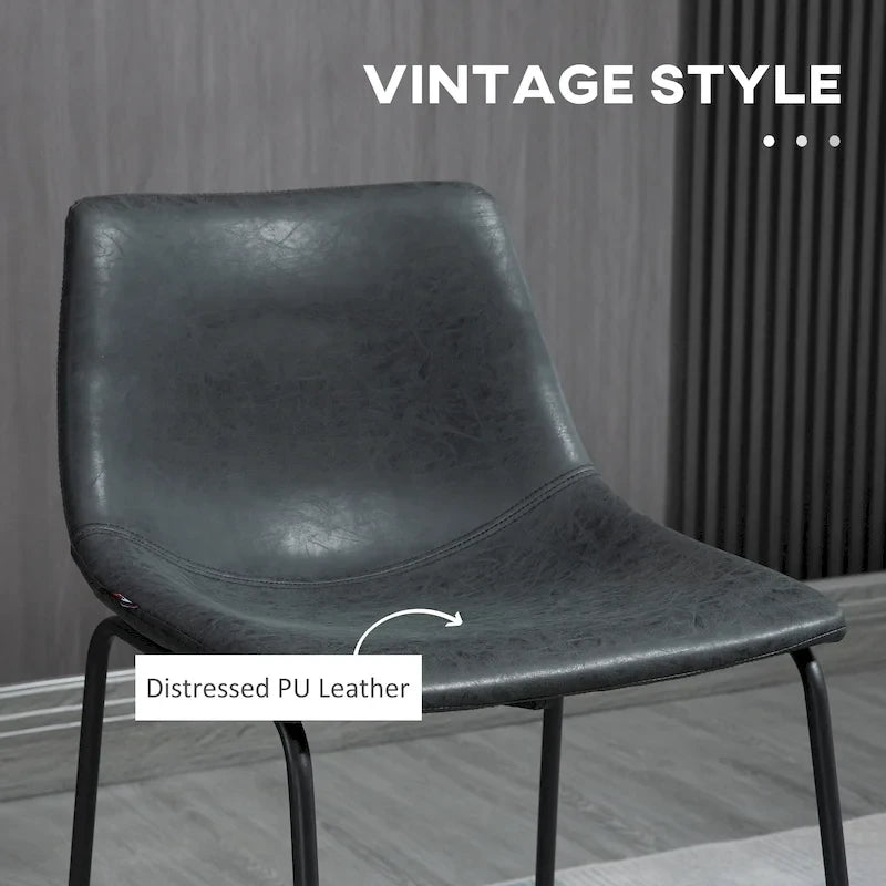 HOMCOM Lot de 2 tabourets de bar à hauteur de comptoir, tabourets de bar vintage en cuir PU avec repose-pieds pour salle à manger, bar à domicile, cuisine