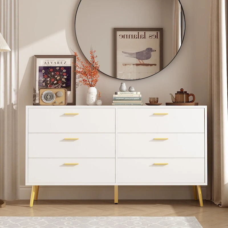 Commode moderne à double tiroir FUFU&GAGA, meuble de rangement à 6 tiroirs