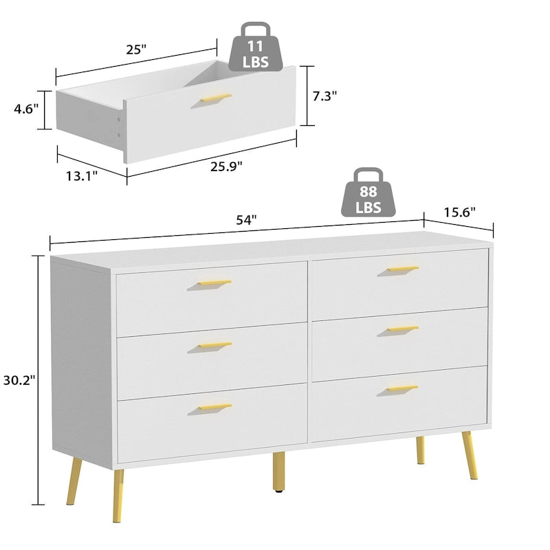 Commode moderne à double tiroir FUFU&GAGA, meuble de rangement à 6 tiroirs