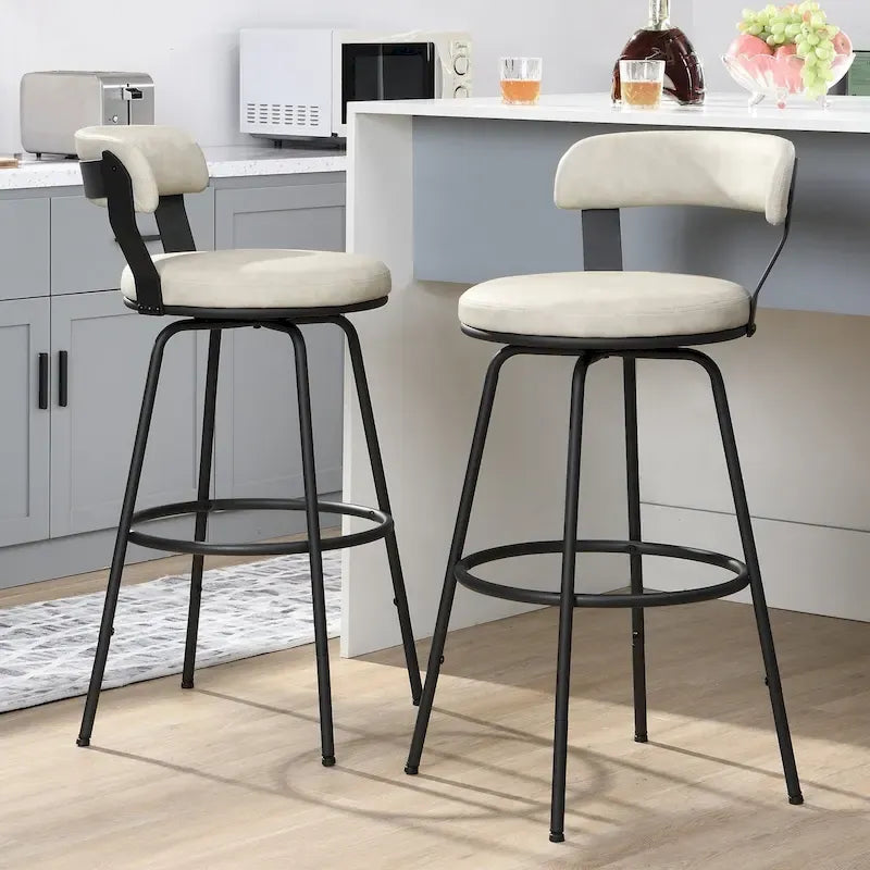 Hausfame Metal Counter Height Industrial Swivel Bar Stools