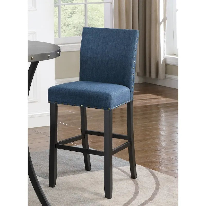 Roundhill Furniture Biony Fabric 29 Bar Stools with Nailhead Trim (Set of 2)