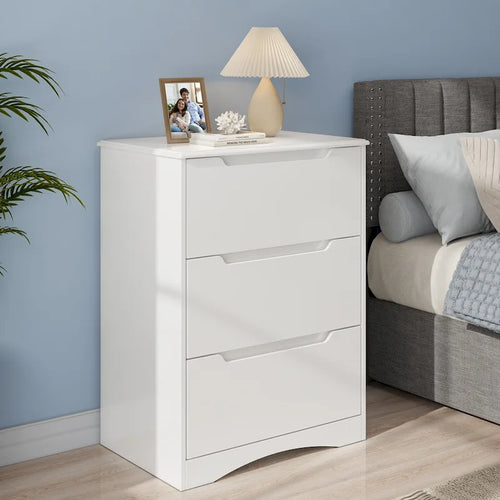 4 Drawer Dresser Chest of Drawers White for Bedroom, Modern Vertical Storage Dressing Table