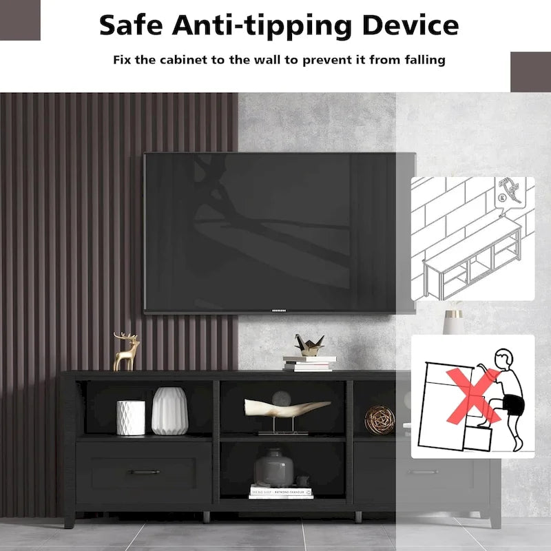 70 inch TV Stand for TVs up to 80 with Drawers Adjustable Shelves