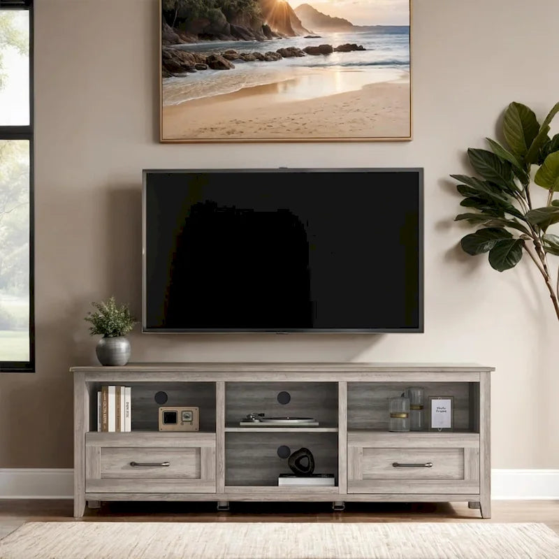 70 inch TV Stand for TVs up to 80 with Drawers Adjustable Shelves