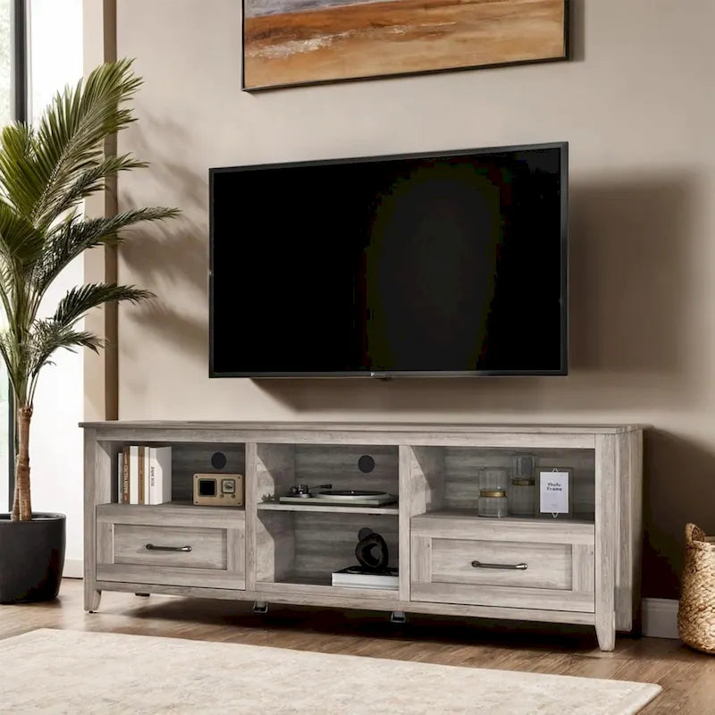 70 inch TV Stand for TVs up to 80 with Drawers Adjustable Shelves