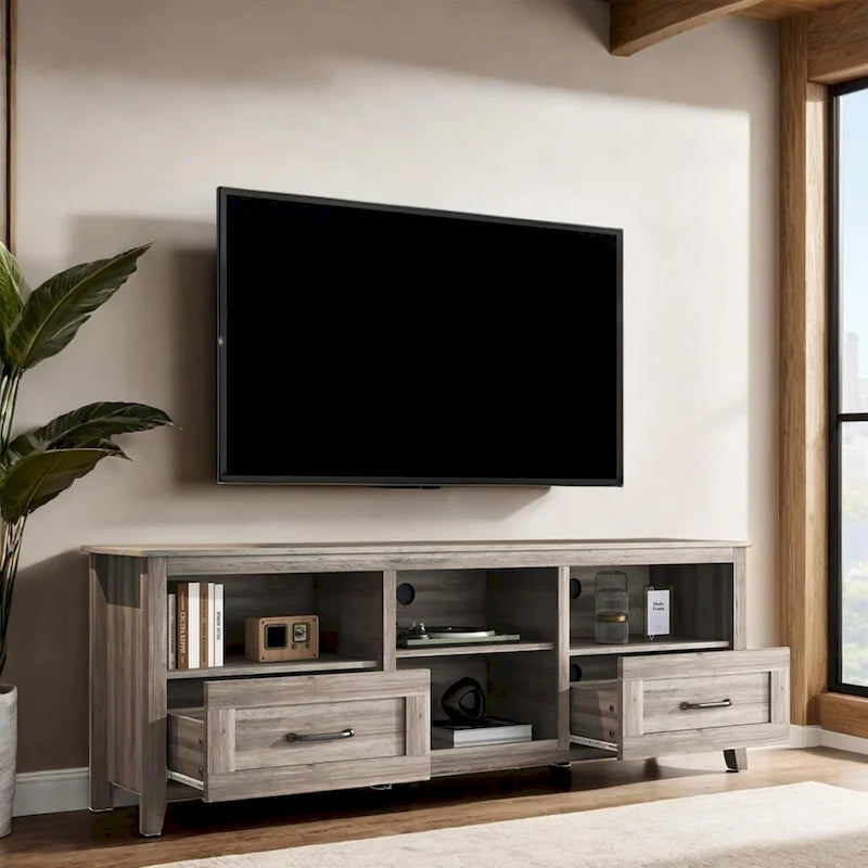 70 inch TV Stand for TVs up to 80 with Drawers Adjustable Shelves