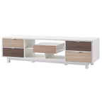 Mueble de TV blanco moderno de mediados de siglo de 70 pulgadas con almacenamiento