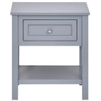 HOMCOM Accent End Table Nightstand with Grey Tabletop, Storage Drawer, and Bottom Shelf