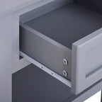 HOMCOM Accent End Table Nightstand with Grey Tabletop, Storage Drawer, and Bottom Shelf