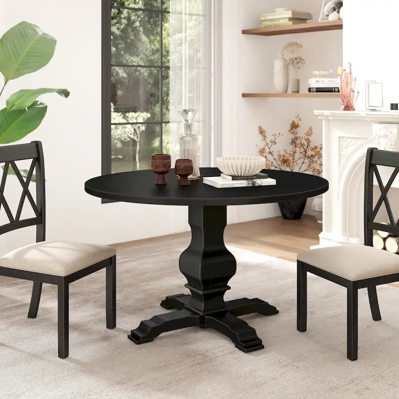 Table de salle à manger ronde avec pied central Roundhill Furniture Havre - N/A