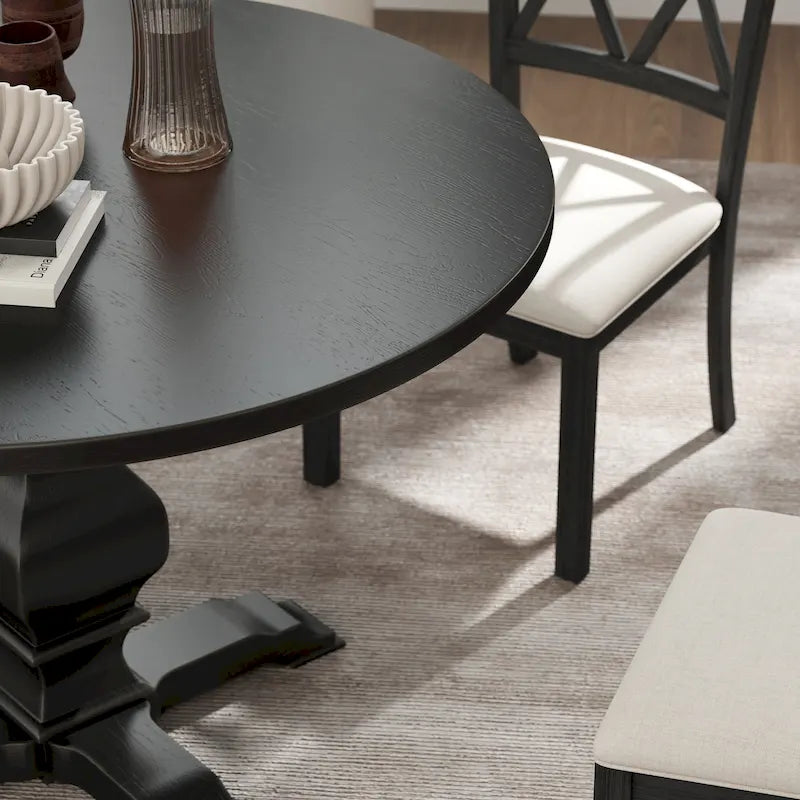 Table de salle à manger ronde avec pied central Roundhill Furniture Havre - N/A