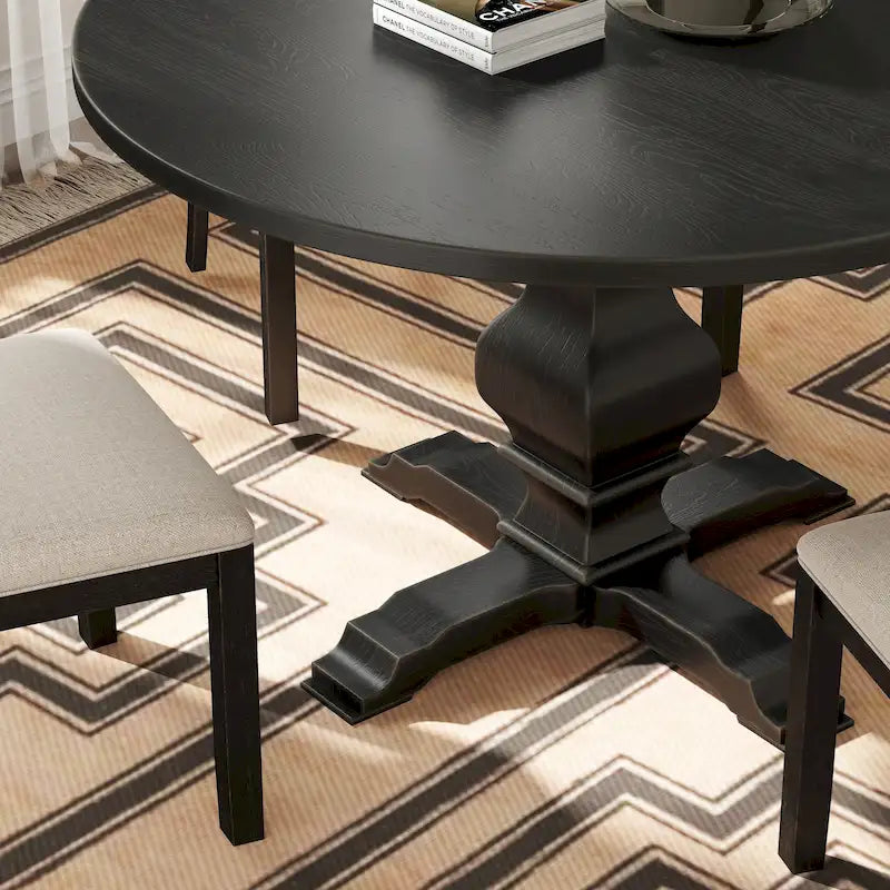 Table de salle à manger ronde avec pied central Roundhill Furniture Havre - N/A